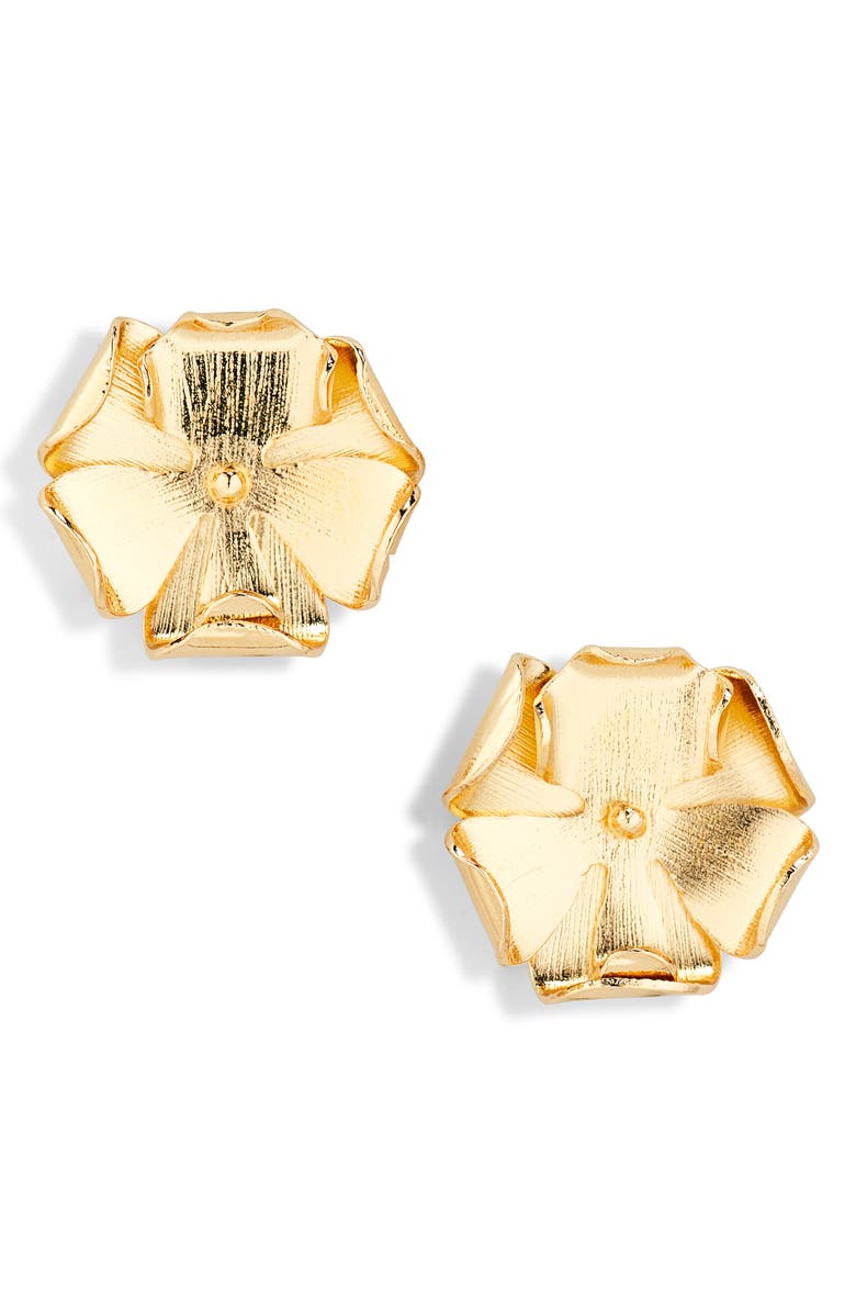 Kiara by Ki-Ele Small Lani Orchid Stud Earrings, Main, color, Gold