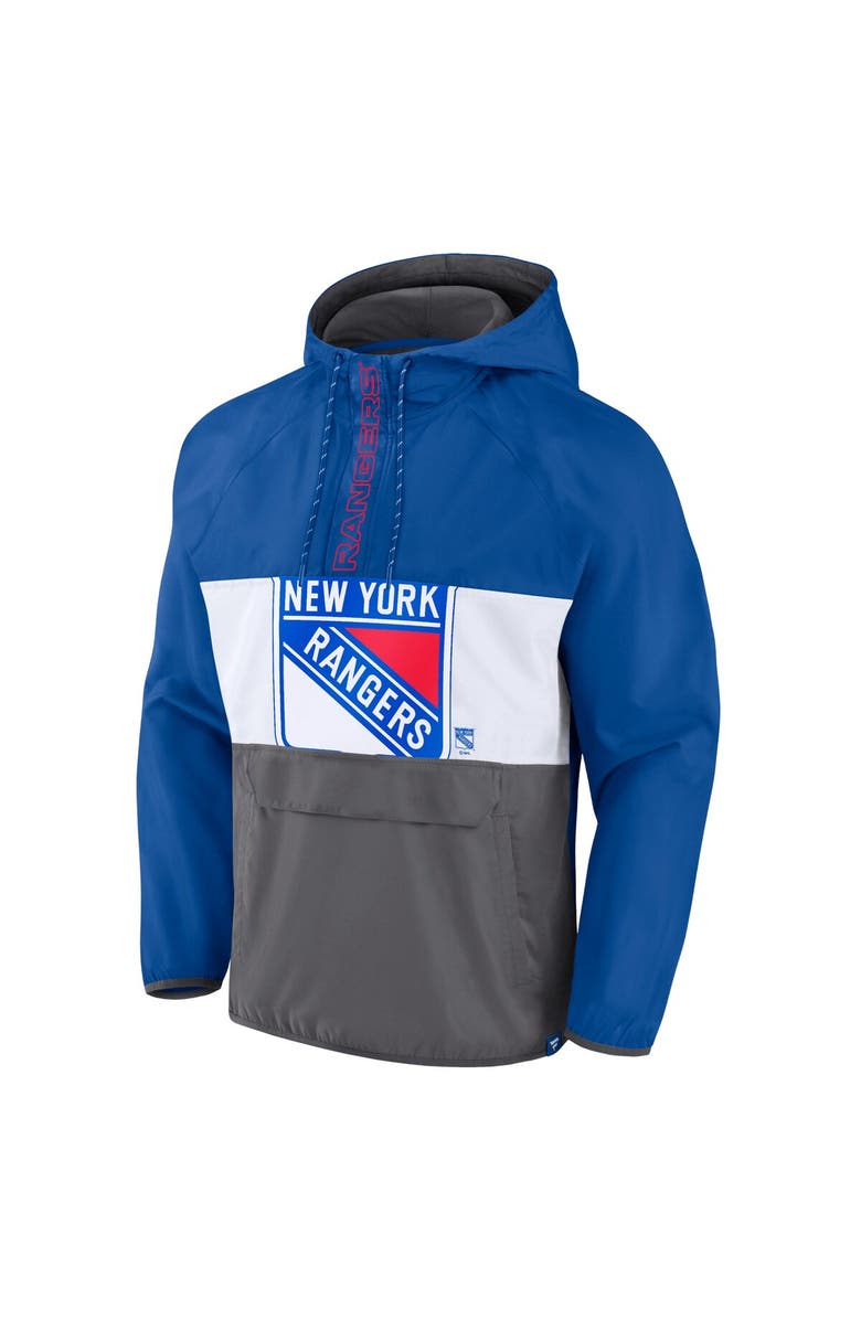 FANATICS Men's Fanatics Branded Blue New York Rangers Flagrant Foul Anorak Raglan Half-Zip Hoodie Jacket, Alternate, color, Blue