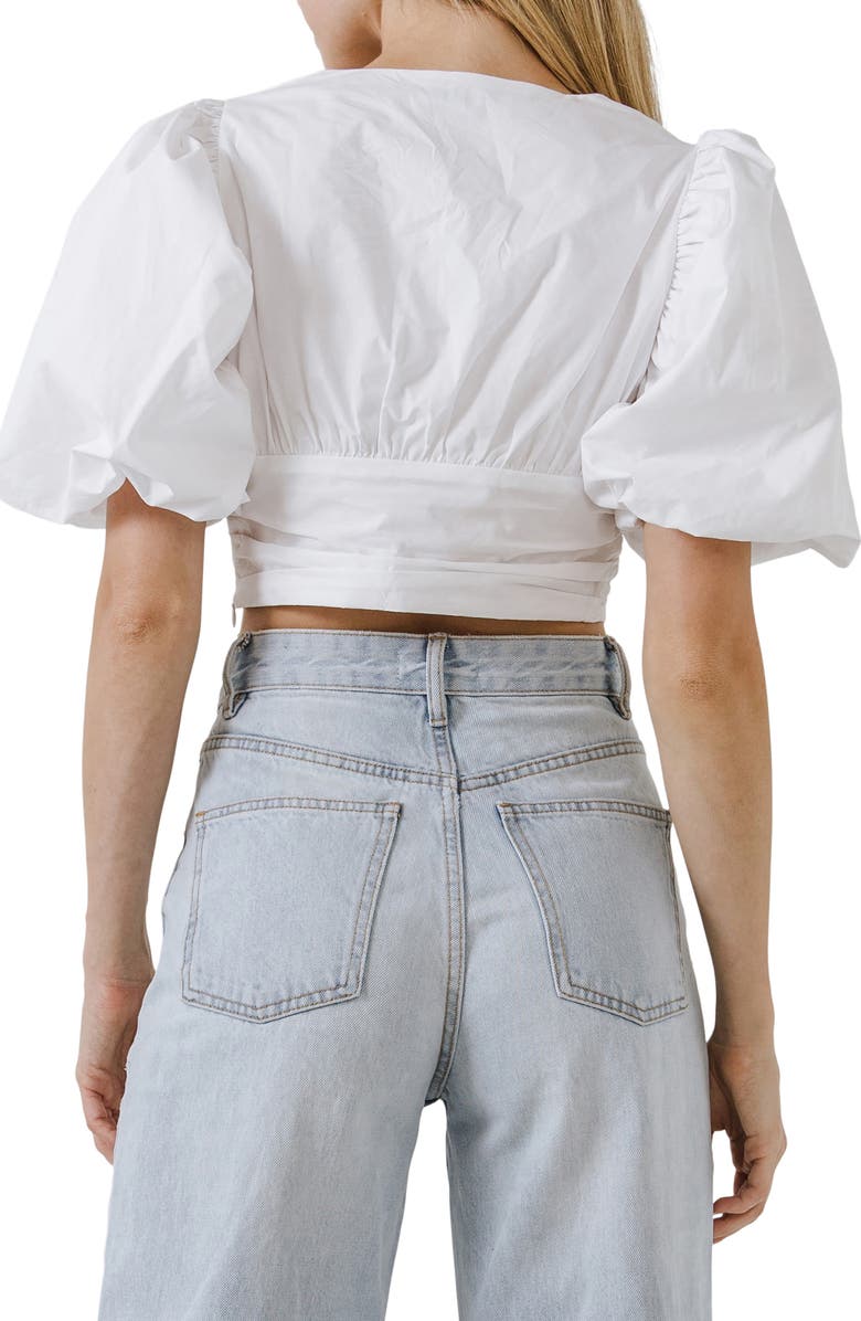 Endless Rose Puff Sleeve Corset Crop Top, Alternate, color, White
