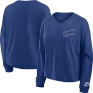 FANATICS Women's Fanatics Blue Tampa Bay Lightning Oversized All Out Effort Long Sleeve Henley T-Shirt
