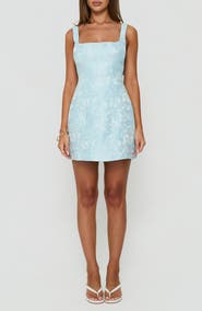 Princess Polly Asterie Floral Jacquard Bow Back Minidress