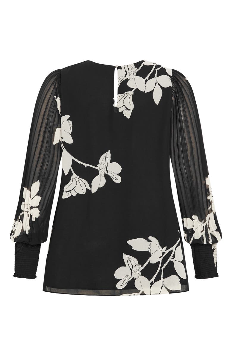 City Chic Katalina Floral Pleated Sleeve Top, Alternate, color, 