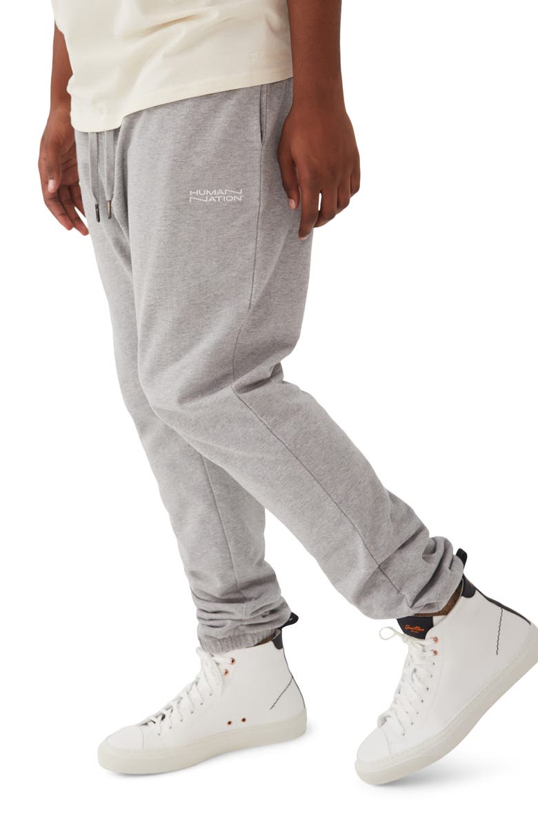 HUMAN NATION Gender Inclusive Heathered Organic Cotton Blend Joggers, Alternate, color, 