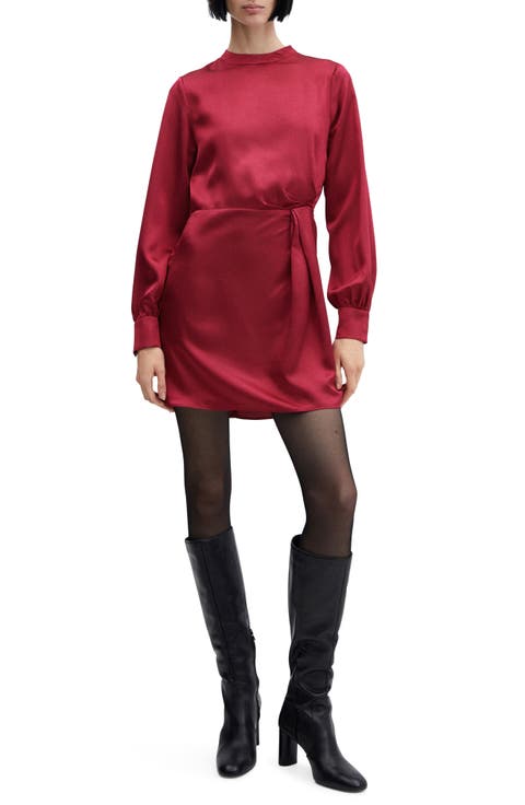 Long Sleeve Satin Dress