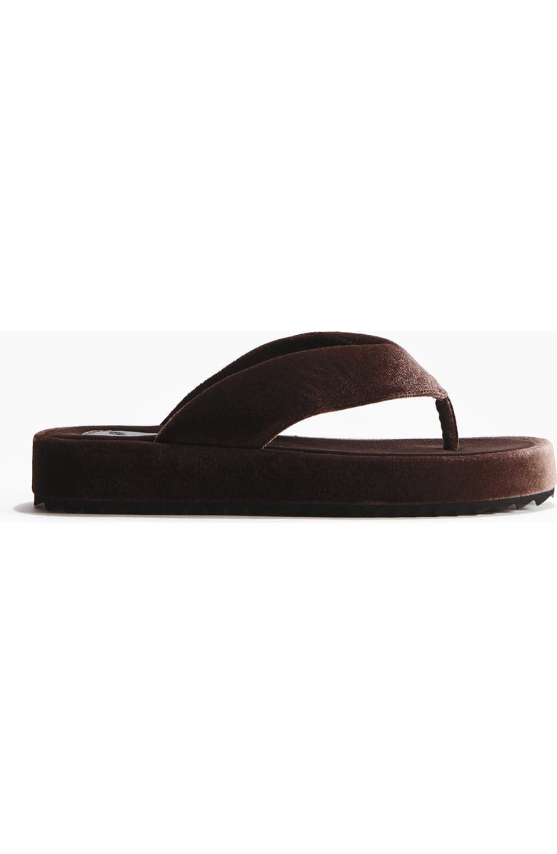 H&M Velour Flip-flops, Alternate, color, Dark Brown