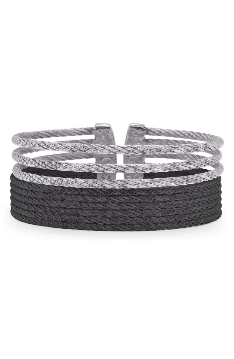 ALOR<sup>®</sup> Stacked Cable Cuff Bracelet, Main, color, Black/ Grey