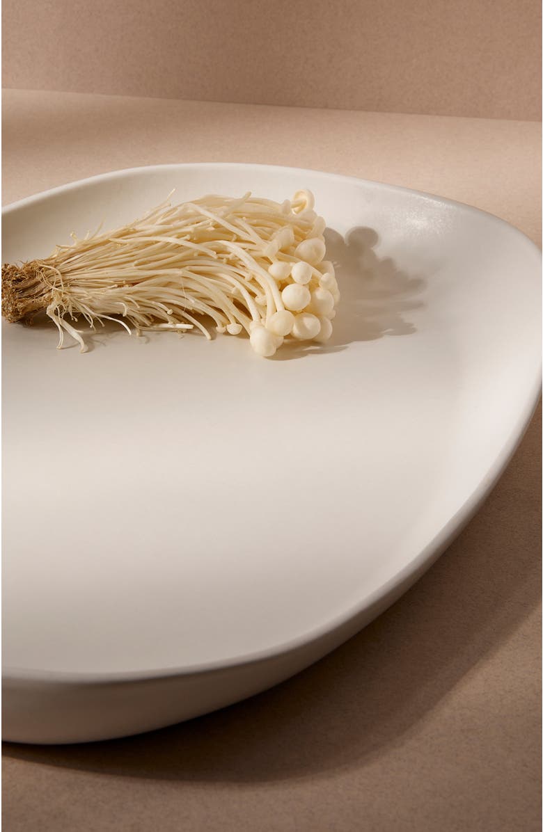 Gharyan Stoneware Stoneware Long Serving Platter, Alternate, color, White