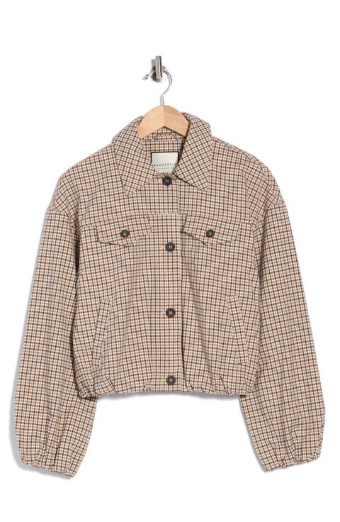 Bubble Hem Plaid Trucker Jacket
