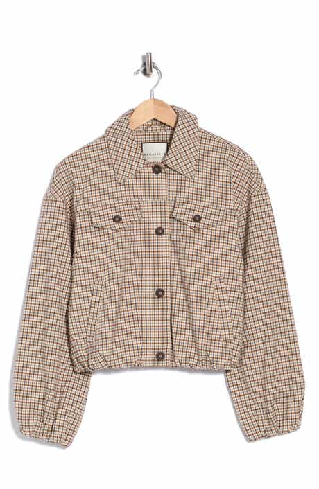 Bubble Hem Plaid Trucker Jacket