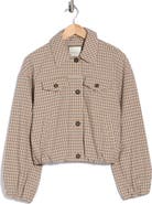 Bagatelle Bubble Hem Plaid Trucker Jacket