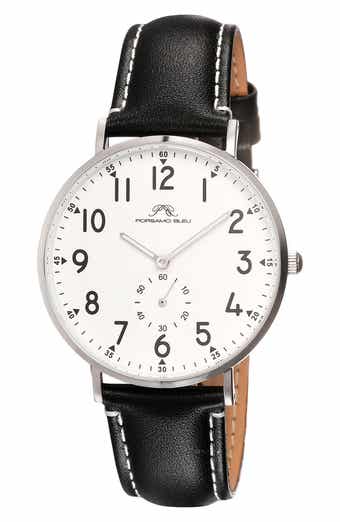 PORSAMO BLEU Rowan Leather Strap Watch, 40mm