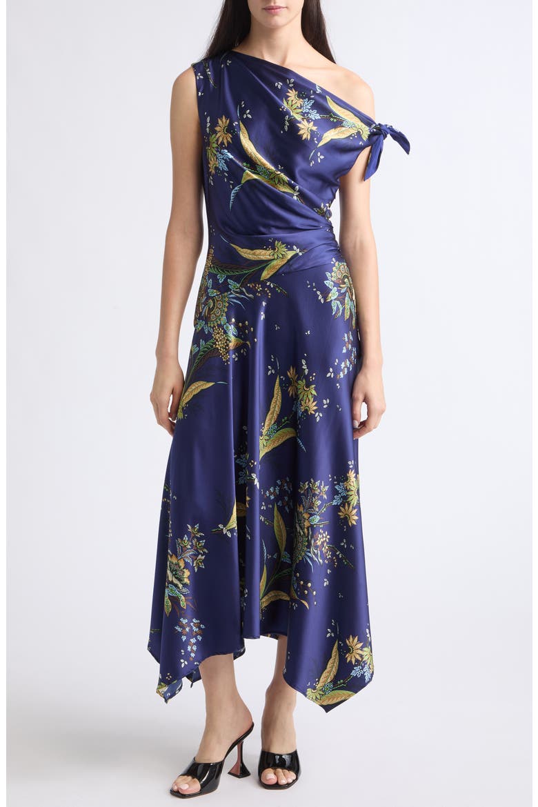 Portia One-Shoulder Silk Maxi Dress, Main, color, TAPESTRY MIDNIGHT