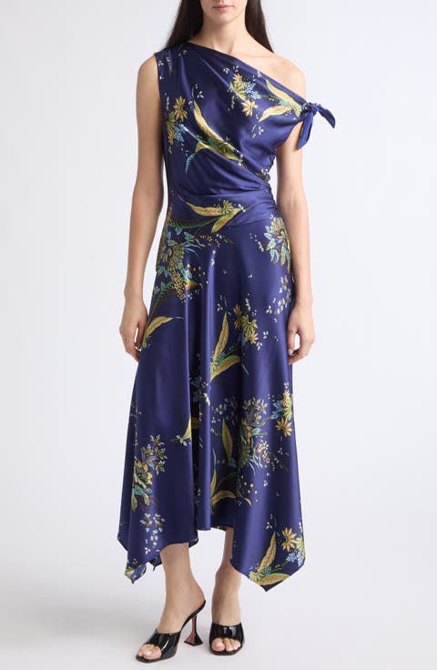 Portia One-Shoulder Silk Maxi Dress