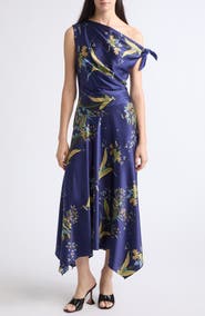 STAUD Portia One-Shoulder Silk Maxi Dress