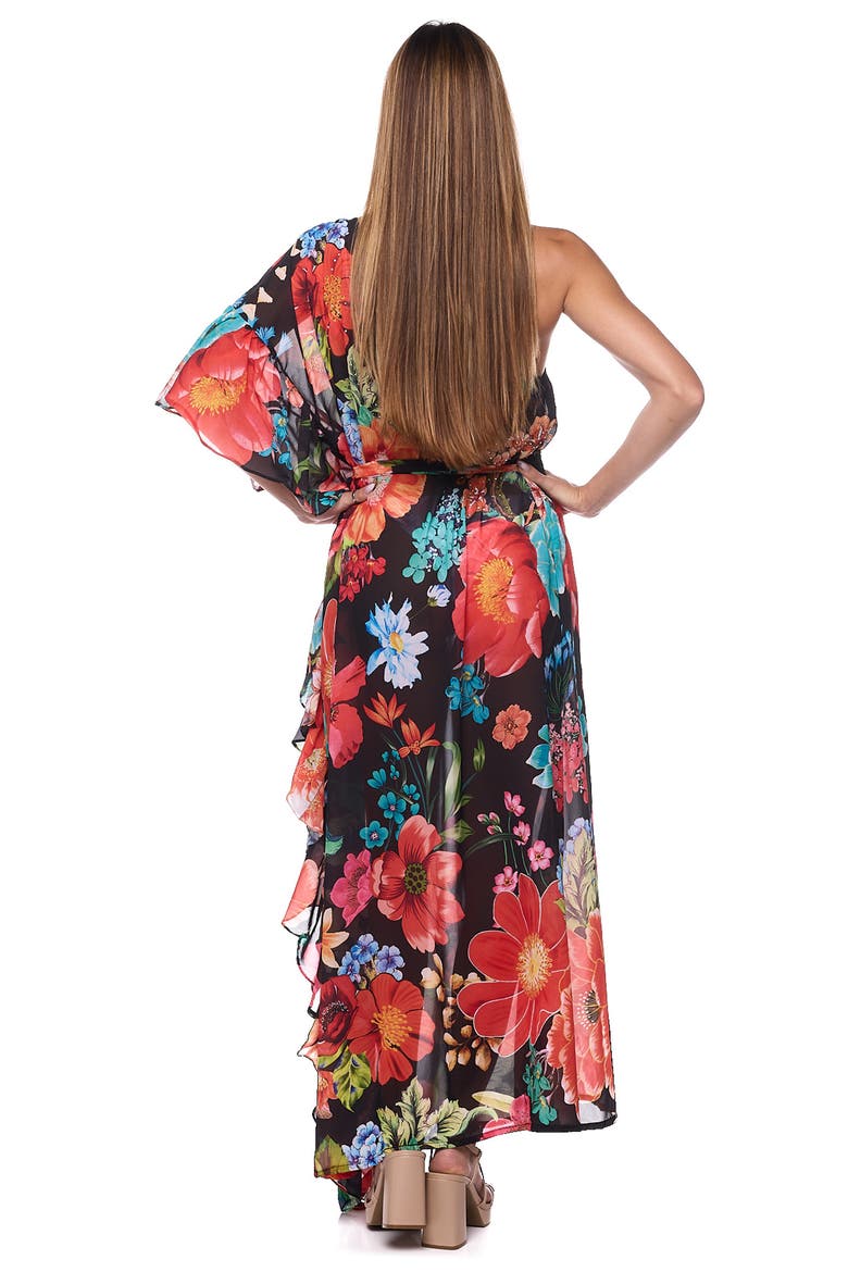 One-Shoulder Cover-Up Maxi Dress, Alternate, color, BLACK