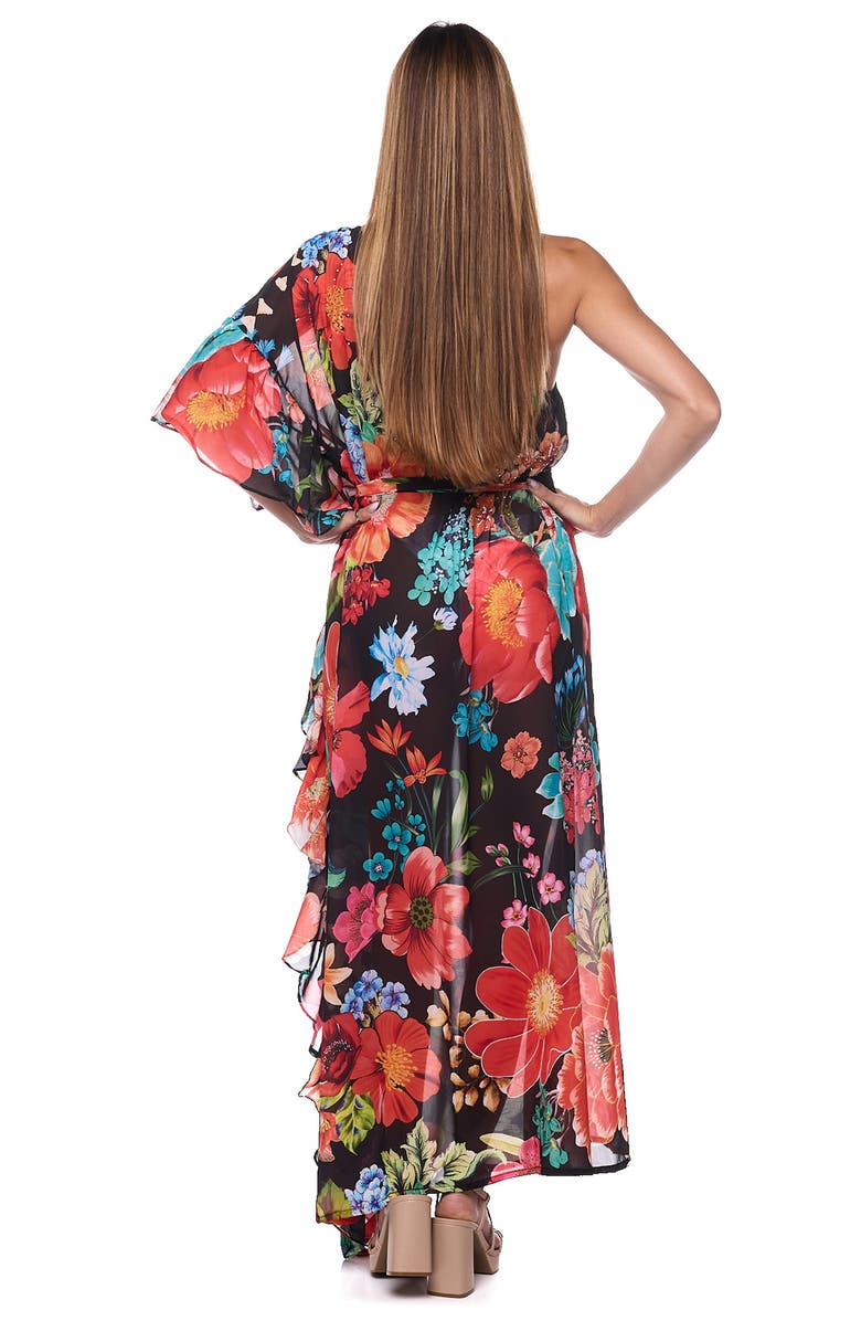 RANEES One-Shoulder Cover-Up Maxi Dress, Alternate, color, Black