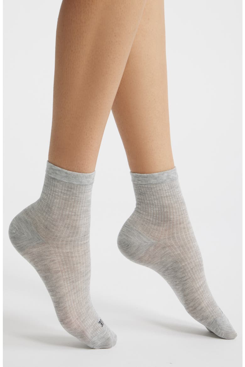 Sheer Rib Crew Socks, Main, color, LIGHT GREY HEATHER
