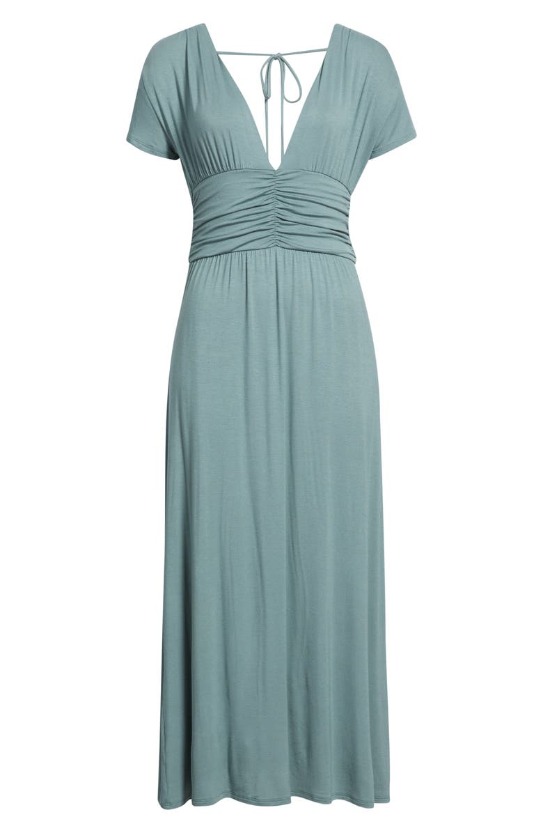 Loveappella Ruched Bodice Midi Dress, Alternate, color, Sage