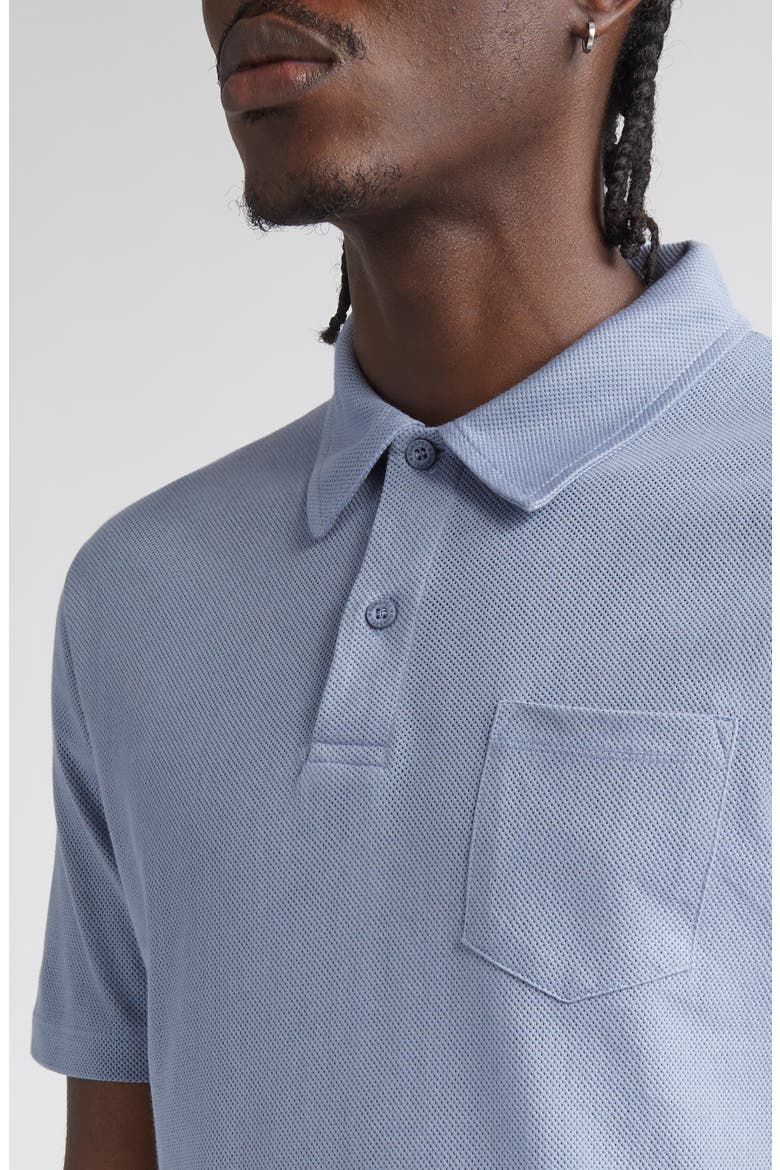 Riviera Cotton Piqué Polo, Alternate, color, VINTAGE BLUE