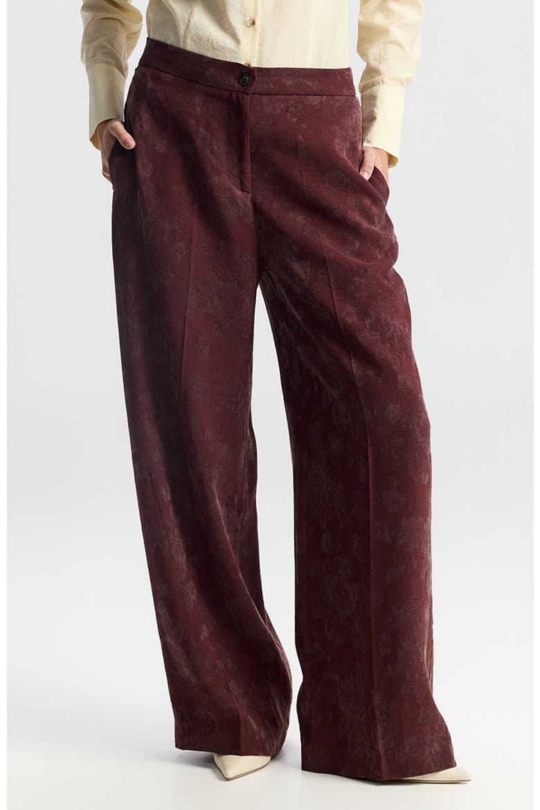 Nahar Printed Wide-leg Trousers, Main, color, Burgundy