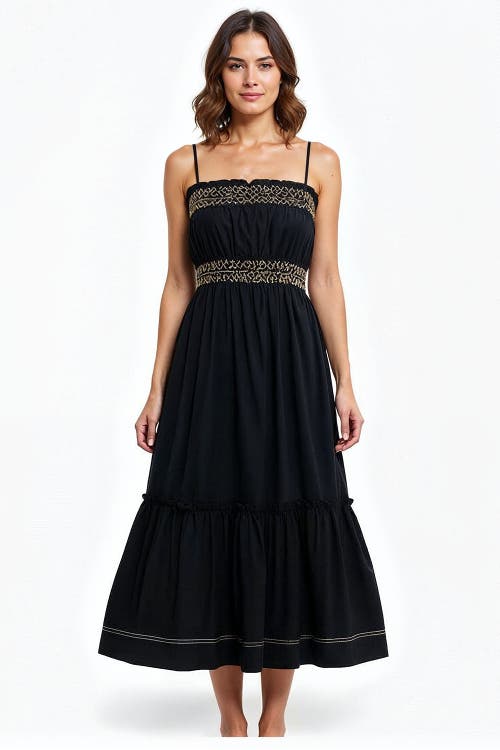 Exquise Spaghetti Strap Midi Dress in Black at Nordstrom, Size Small