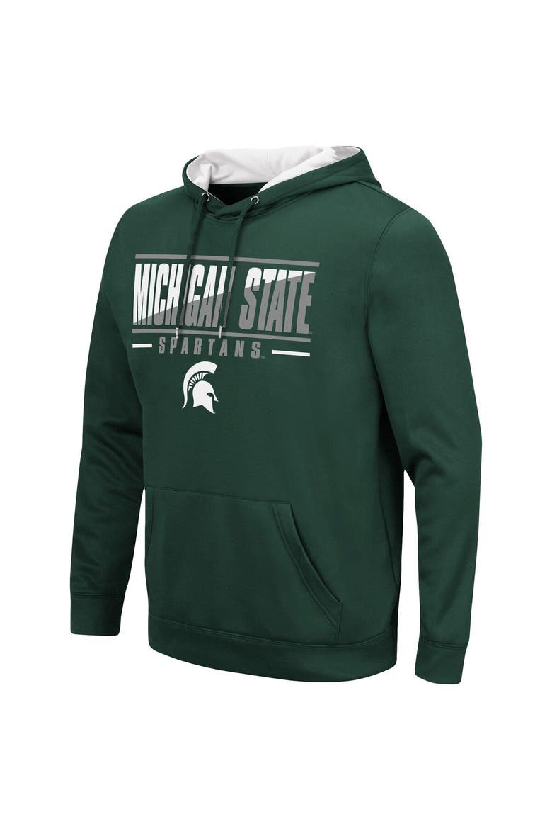 Men's Colosseum Green Michigan State Spartans Slash Stack 2.0 Pullover Hoodie, Alternate, color, Green