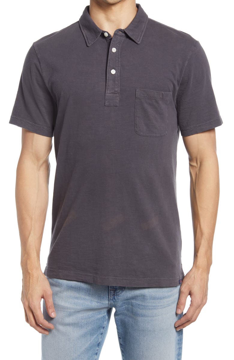 Faherty Sunwashed Organic Cotton Polo, Main, color, Washed Black