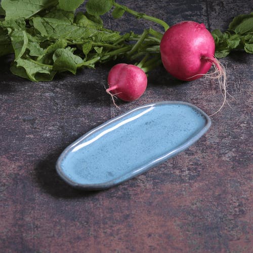 Porto Brasil Shallow Organic Oval Platter Mini Set Of 4 In Blue