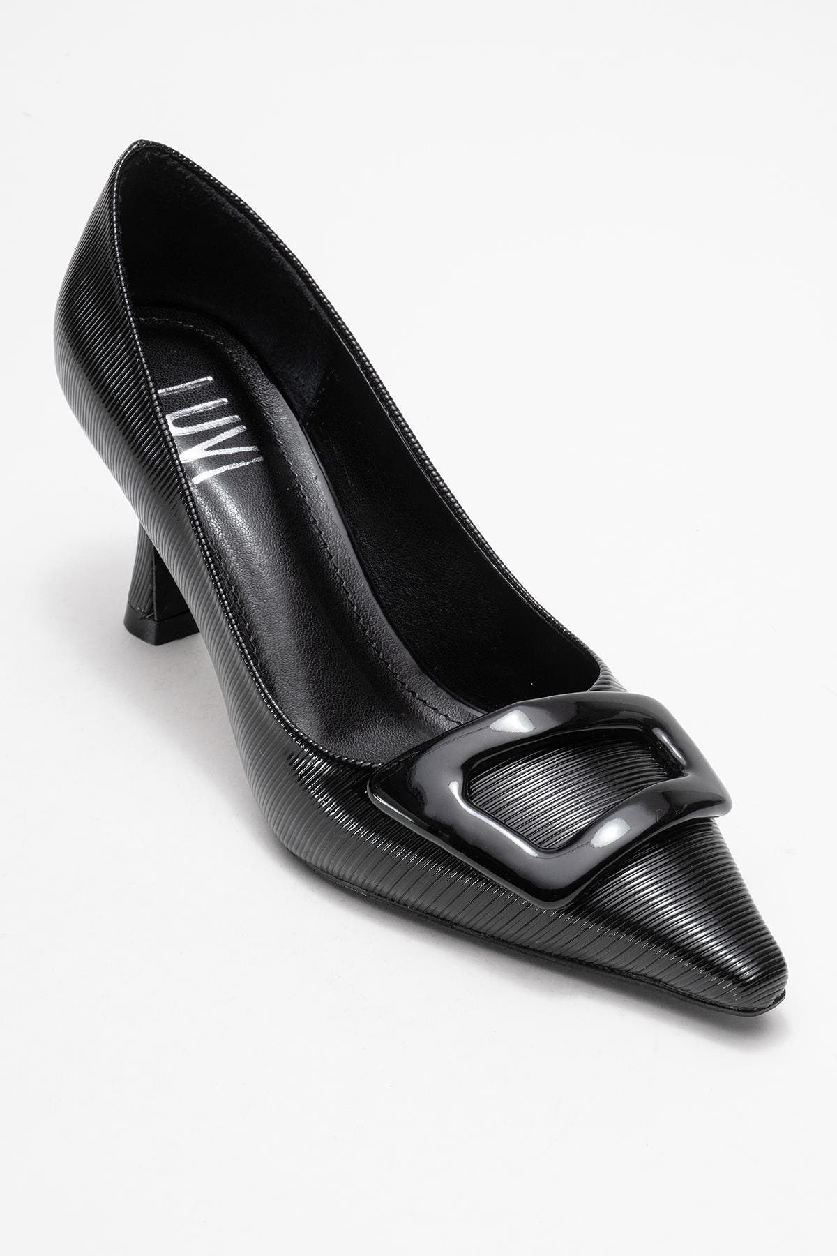 Prologue Shoes Astra Buckle Pointed Toe Pump, Main, color, Black