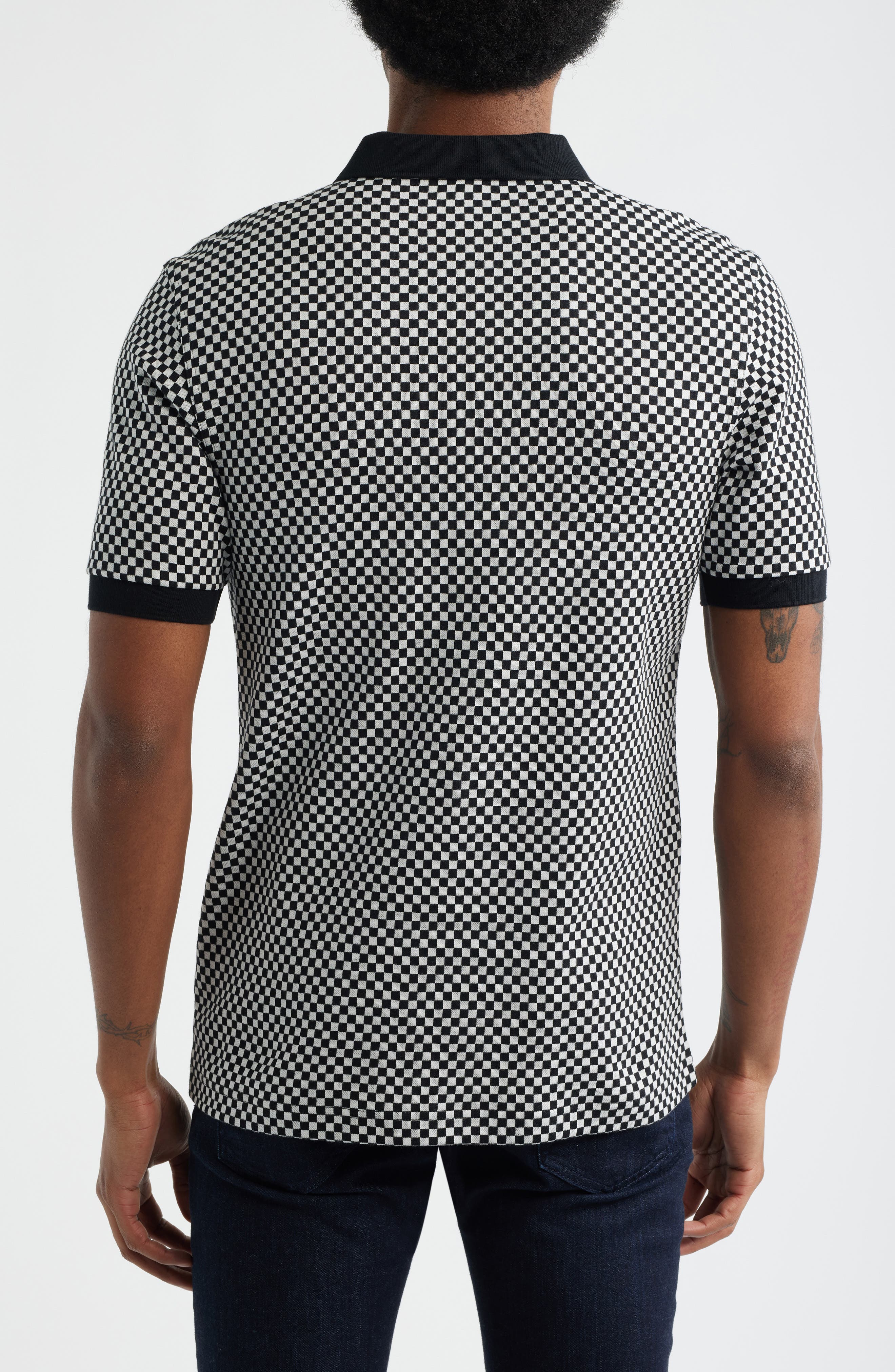 Chequerboard Jacquard Quarter-Zip Polo - image 2