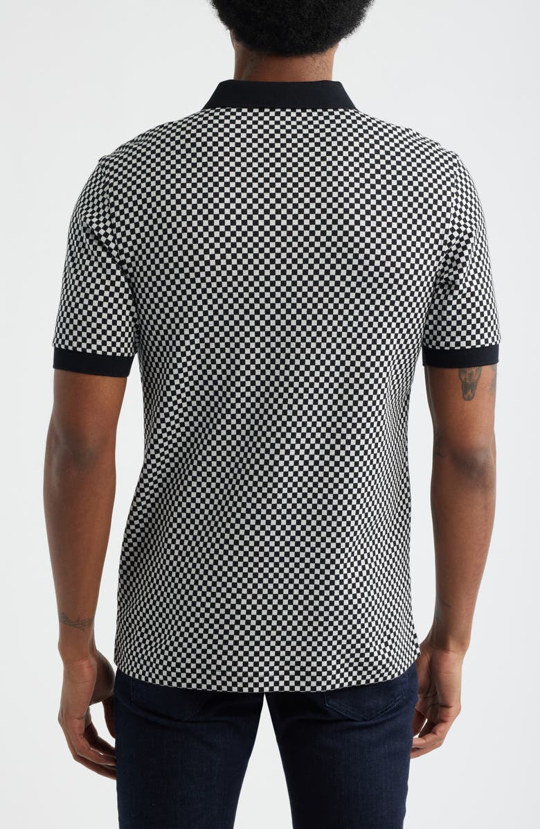 Fred Perry Chequerboard Jacquard Quarter-Zip Polo, Alternate, color, Black/ White
