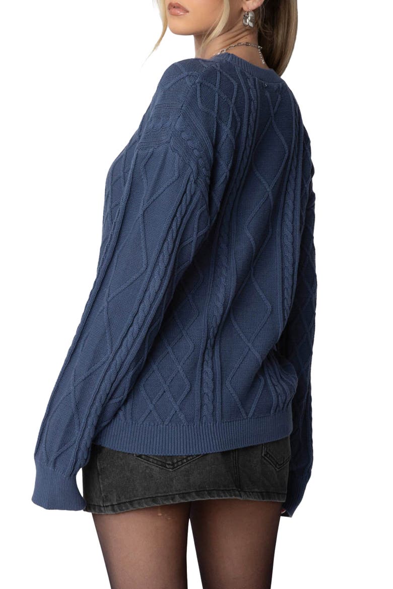 Jessy Oversize Cable Stitch Sweater, Alternate, color, BLUE