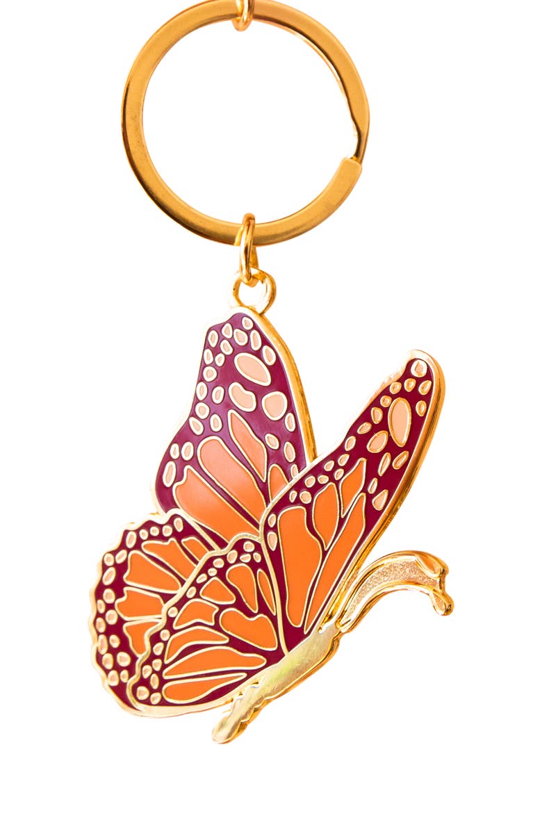 Butterfly Enamel Keychain, Main, color, Butterfly