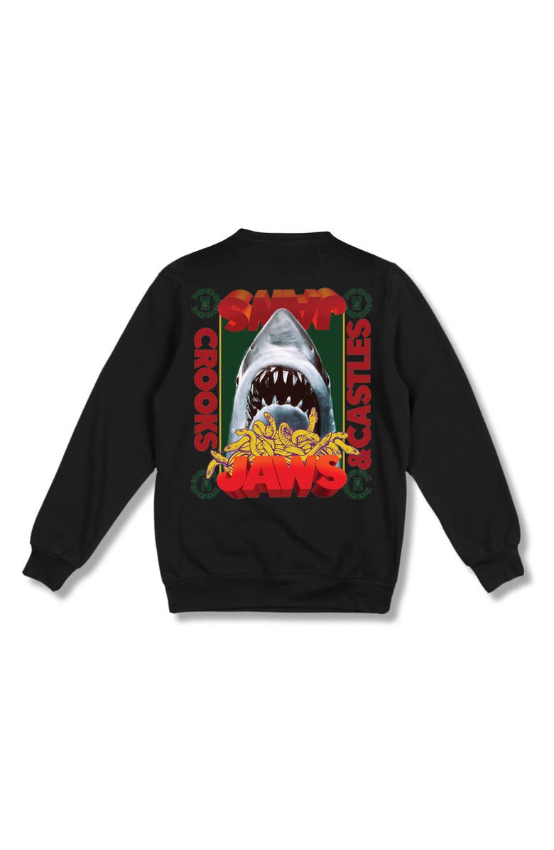 CROOKS AND CASTLES x Jaws Crewneck Sweatshirt, Alternate, color,