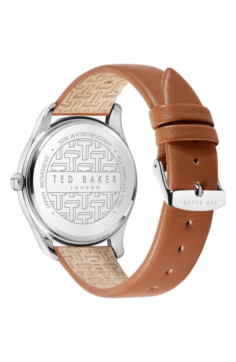 Ted Baker Leytonn Leather Strap Watch, 40mm, Alternate, color, Tan