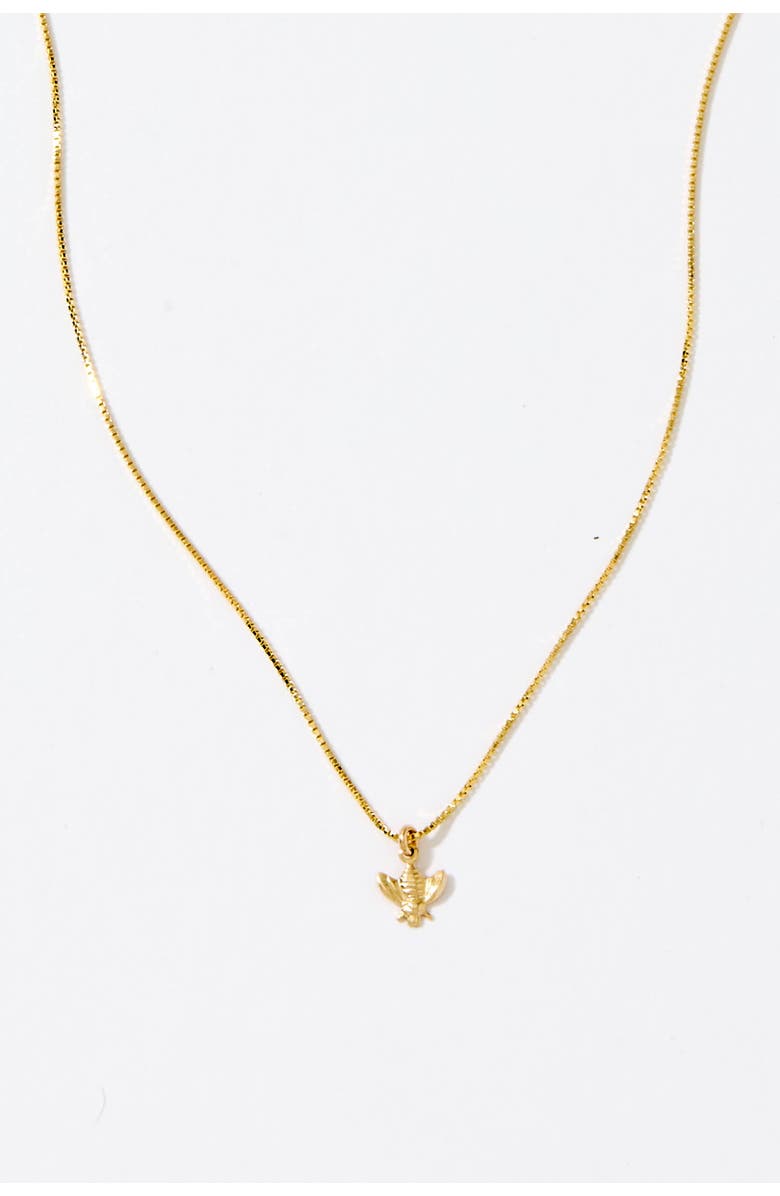 Set & Stones Bee Charm Necklace, Alternate, color, Gold