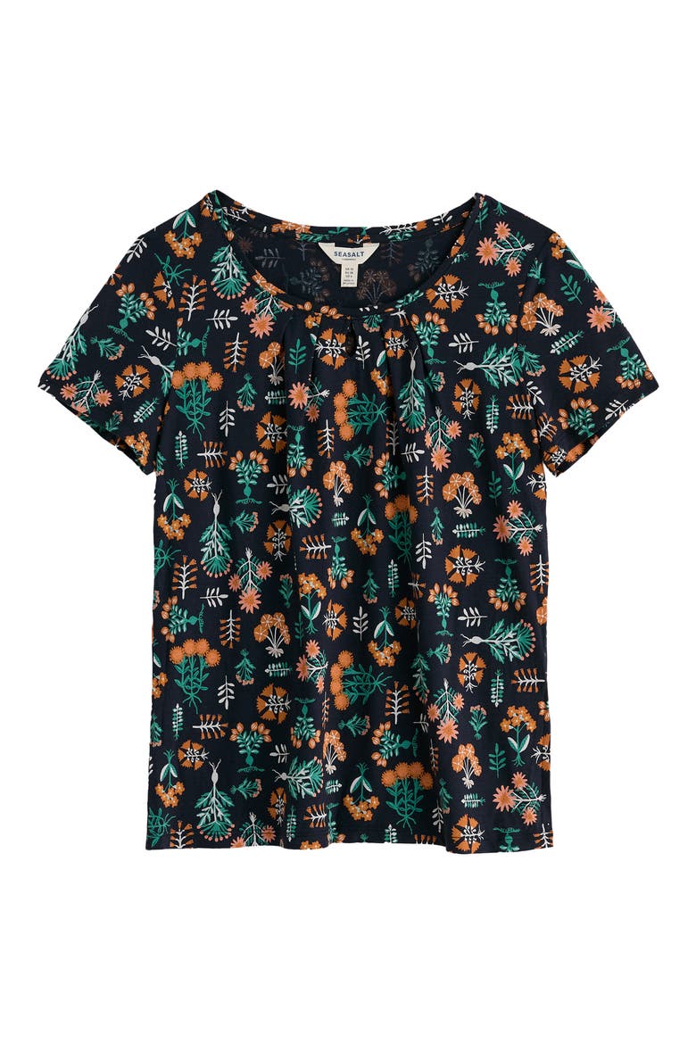 Appletree Floral Keyhole T-Shirt, Alternate, color, APOTHECARY PLANTS INKWELL