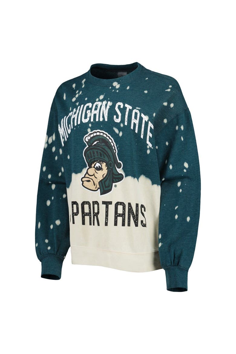 Women's Gameday Couture Green Michigan State Spartans Twice As Nice Faded Dip-Dye Pullover Long Sleeve Top, Alternate, color, Green