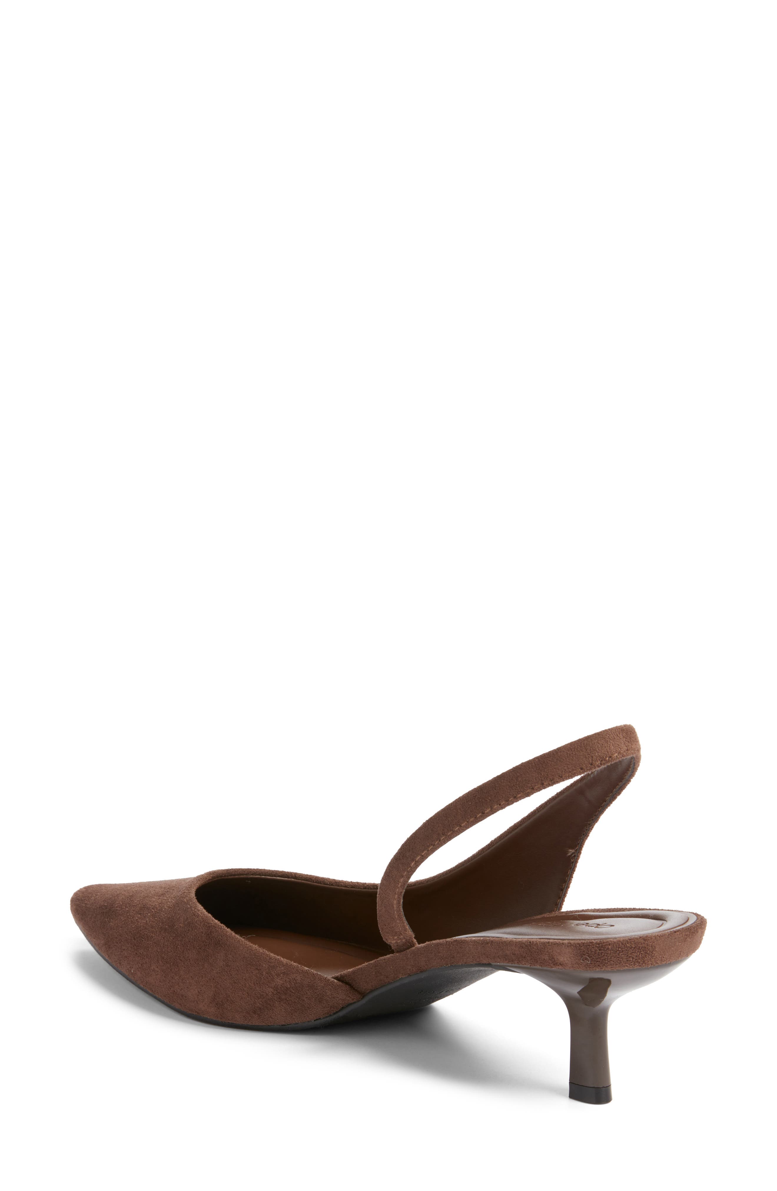Corina Slingback Half d'Orsay Pointed Toe Kitten Heel Pump, Alternate, color, BROWN OAK