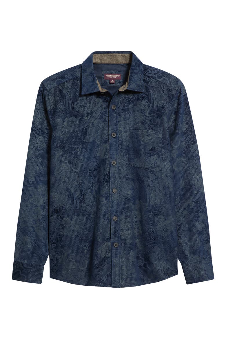 Cutler Paisley Stretch Cotton Corduroy Button-Up Shirt, Alternate, color, NAVY PAISLEY