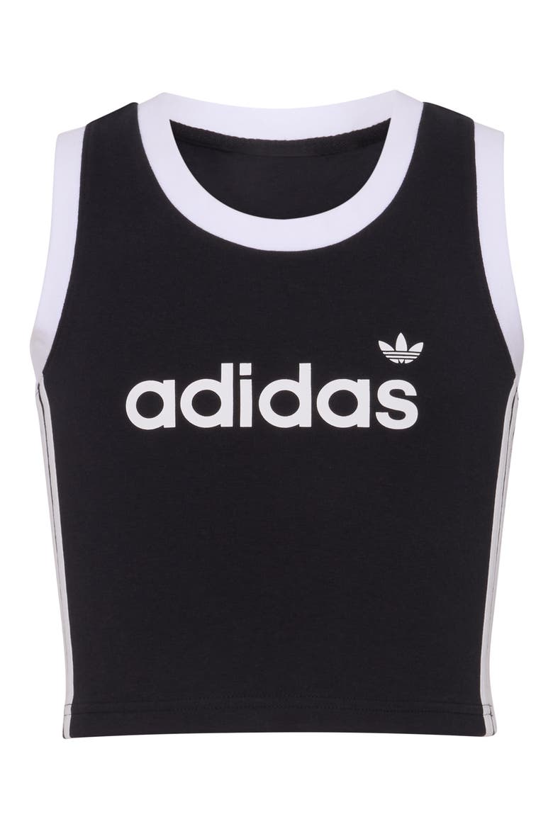 Kids' 3-Stripes Stretch Cotton Tank, Main, color, BLACK
