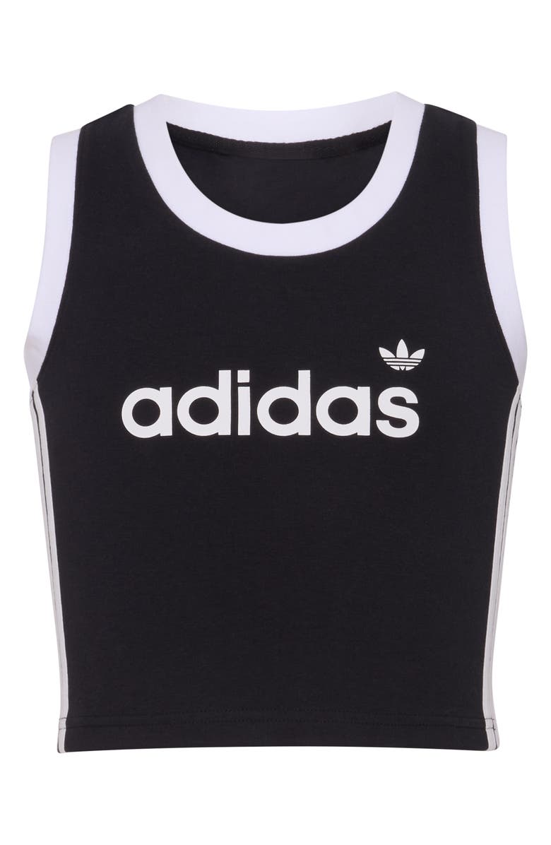 adidas Kids' 3-Stripes Stretch Cotton Tank, Main, color, Black