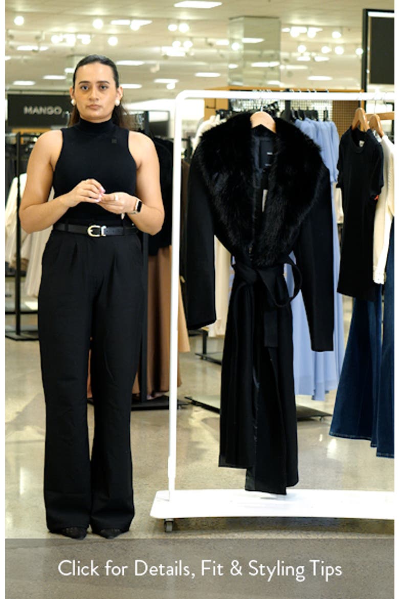 Manteco Belted Longline Trench Coat with Removable Faux Fur Collar video