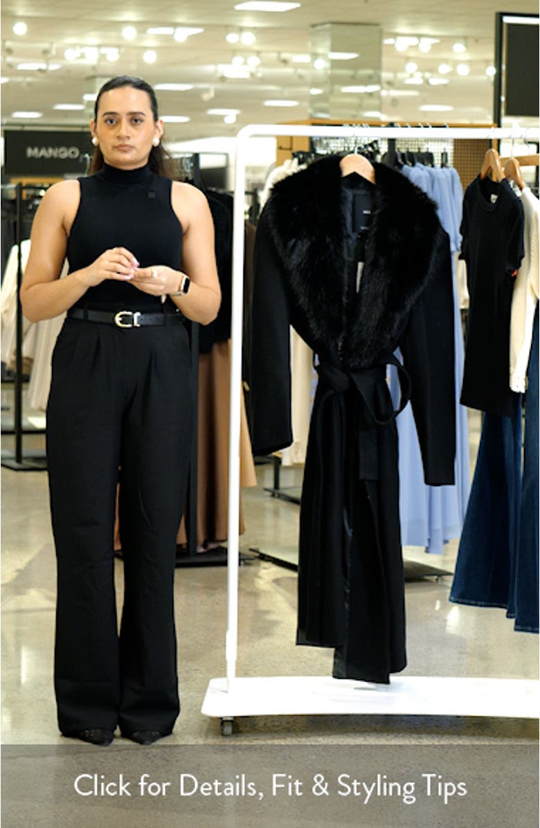 Manteco Belted Longline Trench Coat with Removable Faux Fur Collar, sales video thumbnail