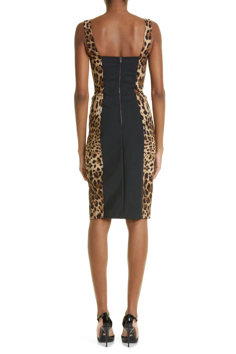 Leopard Print Cady Bustier Dress, Alternate, color, LIGHT BROWN