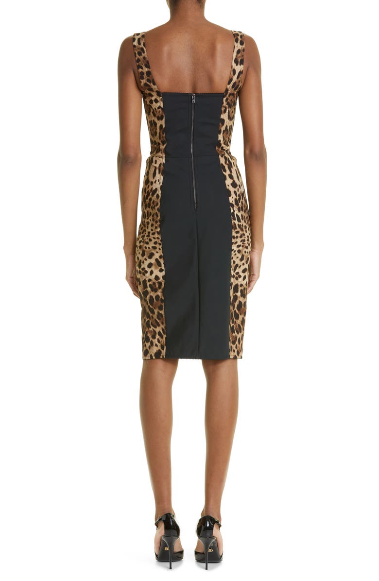Dolce&Gabbana Leopard Print Cady Bustier Dress, Alternate, color, Light Brown