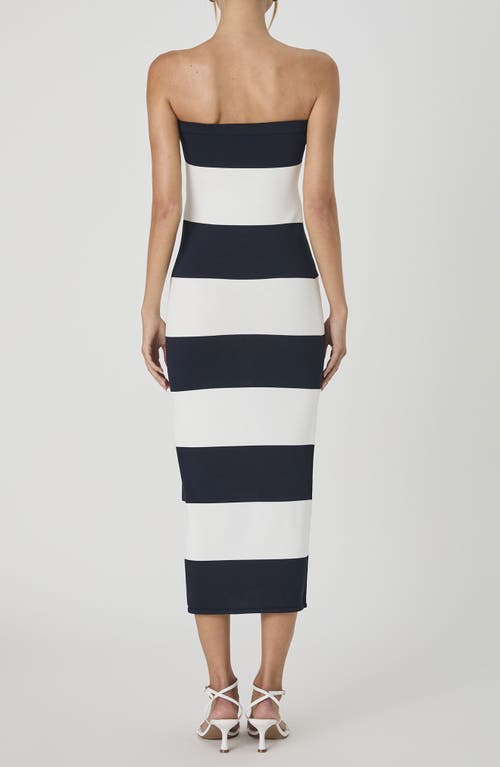 French Connection Colorblock Strapless Tube Dres In Summer White/blue