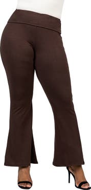 24seven Comfort Apparel Bell Bottom Foldover Waist Sweatpants