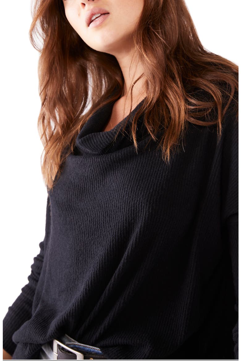 Juicy Long Sleeve Cowl Neck Shirt, Alternate, color, BLACK