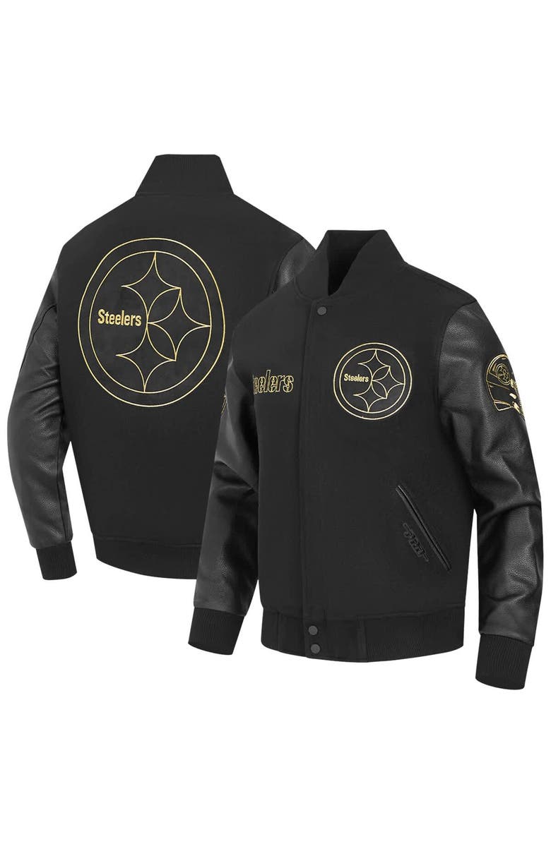 PRO STANDARD Men's Pro Standard Black Pittsburgh Steelers Full-Zip Varsity Jacket, Main, color, 